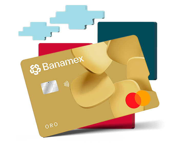 Tarjeta de crédito Oro Banamex vista en diagonal.